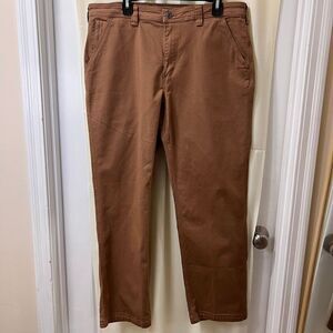 Flex Fire Brown Khaki Chino Pants Casual Work Wear‎ Straight Leg Slim Fit -38x32